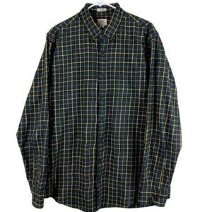J.Crew Classic Brushed Twill Plaid Shirt LT 100% Cotton Blue Yellow Long Sleeve